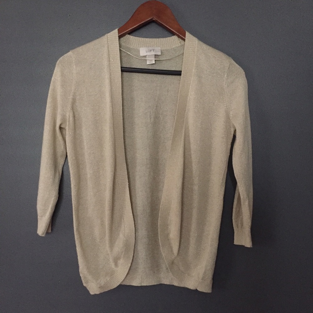 LOFT Shimmery Petite Open Cardigan
